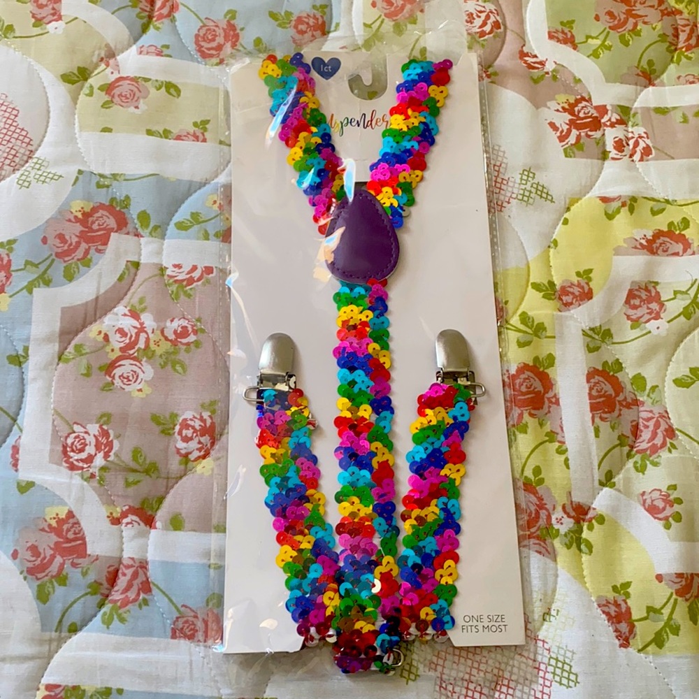 NWT rainbow 🌈 sequin suspenders